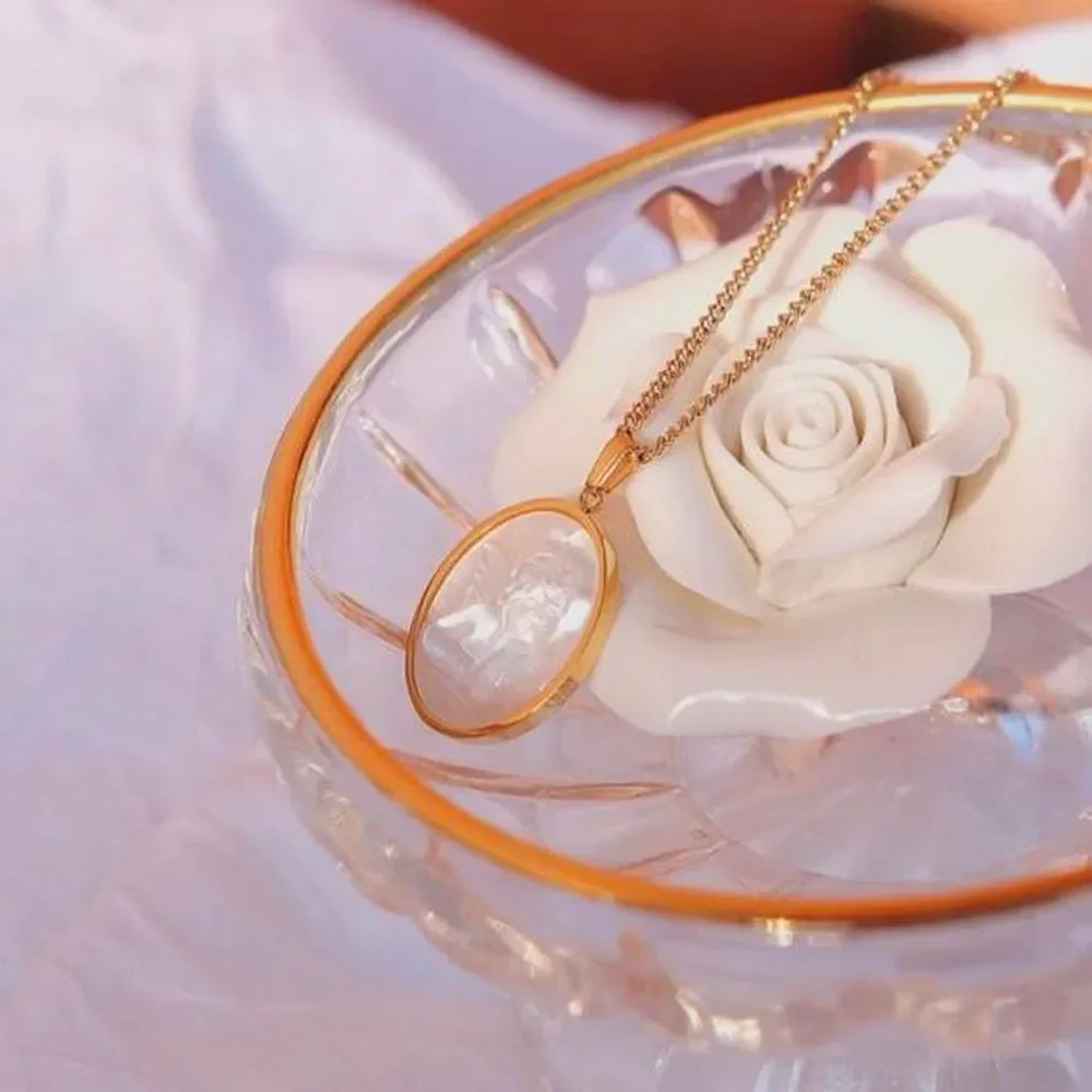 18K Gold Plated Mother of Pearl Angel Necklace